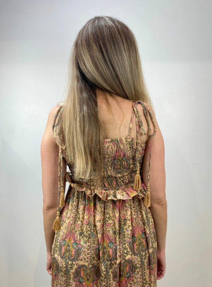 Vestido tirante estilo boho color camel