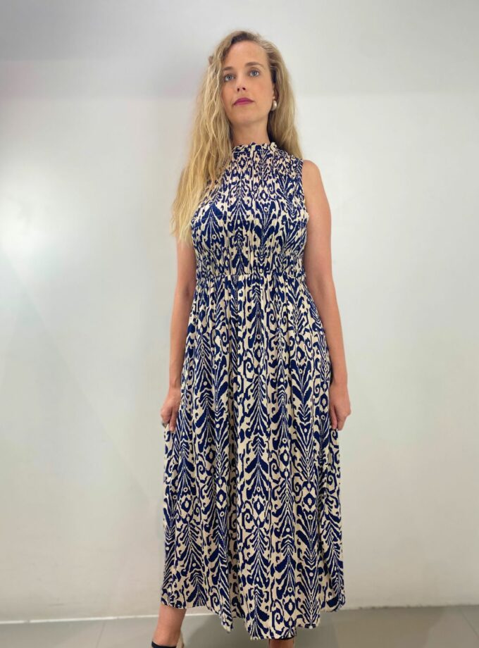 Vestido estampado azul marino