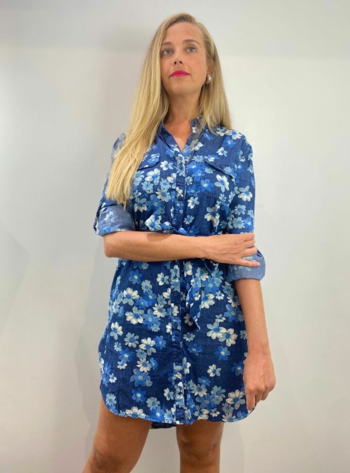Vestido vaquero estampado flores