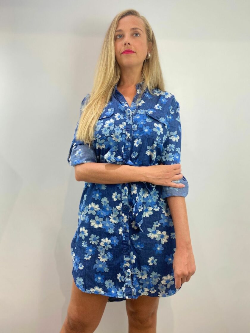 Vestido vaquero estampado flores