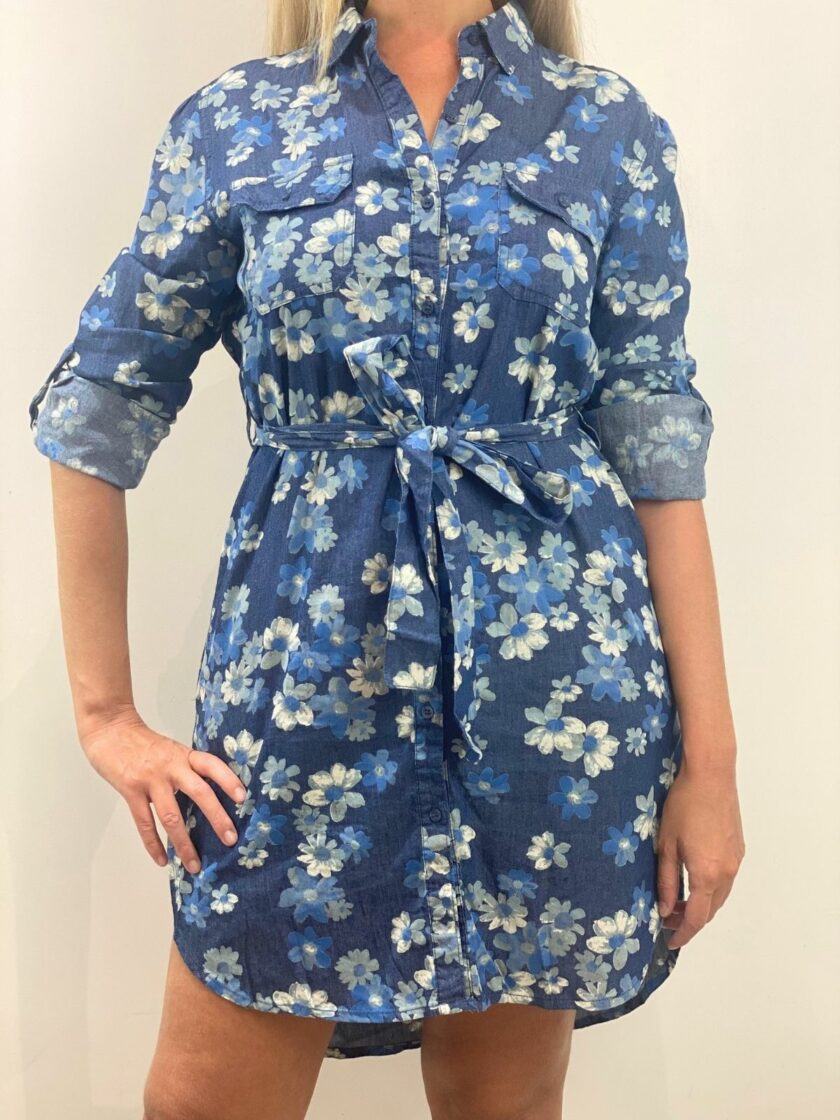 Vestido vaquero estampado flores