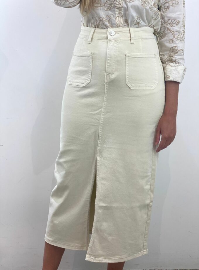 Falda vaquera beige