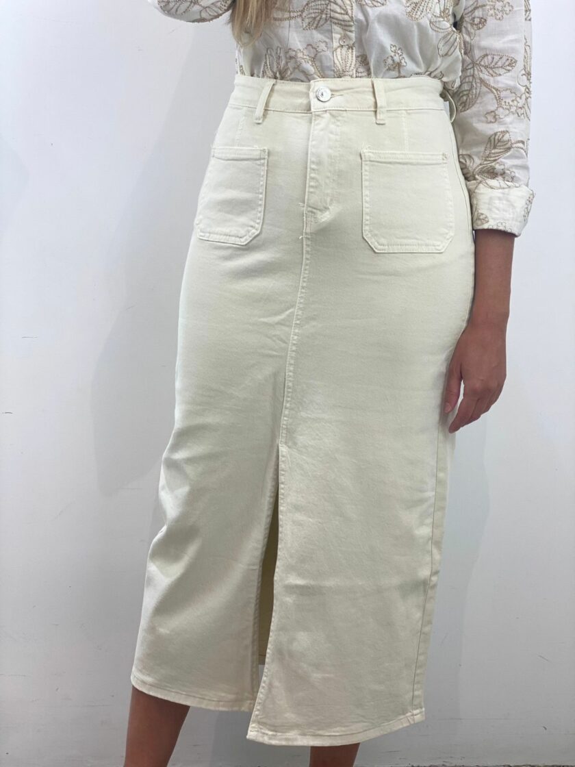 Falda vaquera beige