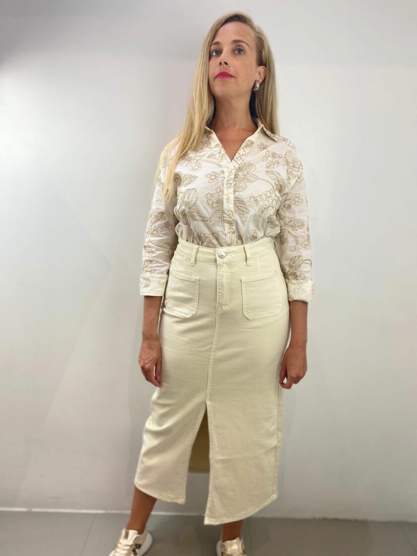 Falda vaquera beige
