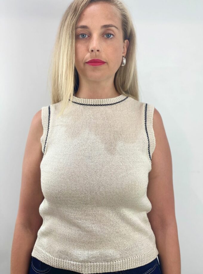 Top punto manga sisa beige