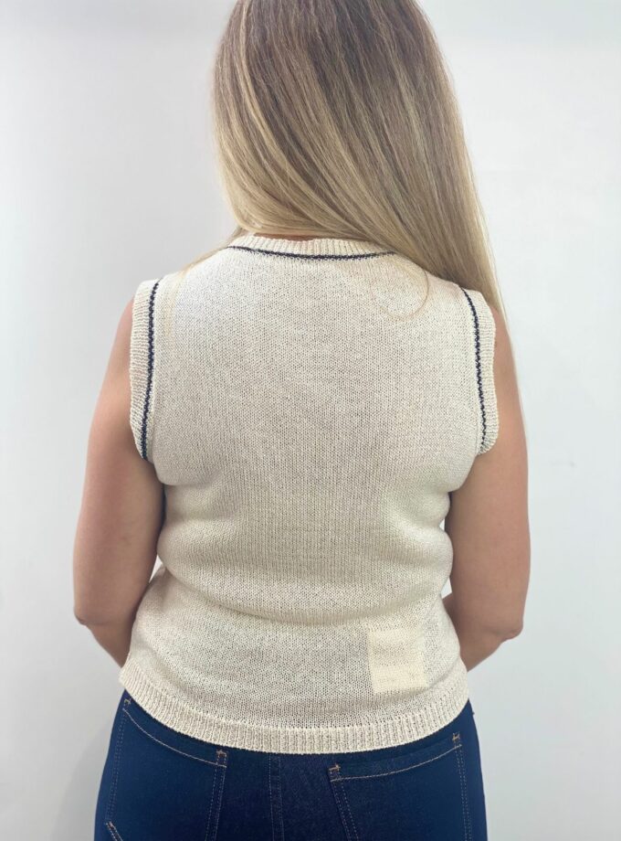 Top punto manga sisa beige