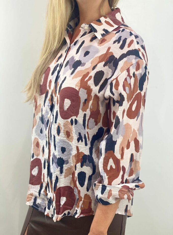 Camisa marrón estampada asimétrica