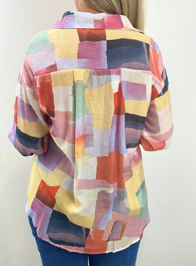 Camisa estampada asimétrica rosa