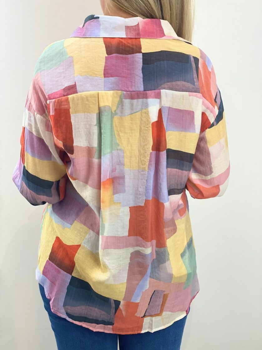 Camisa estampada asimétrica rosa