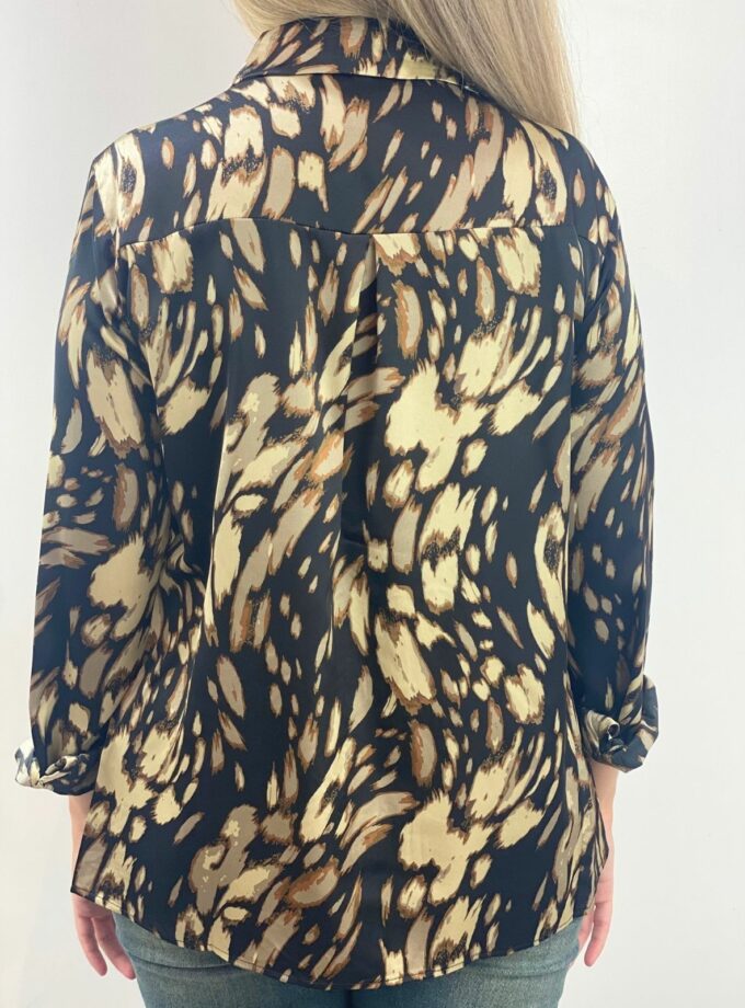 Camisa raso estampada animal print marrón