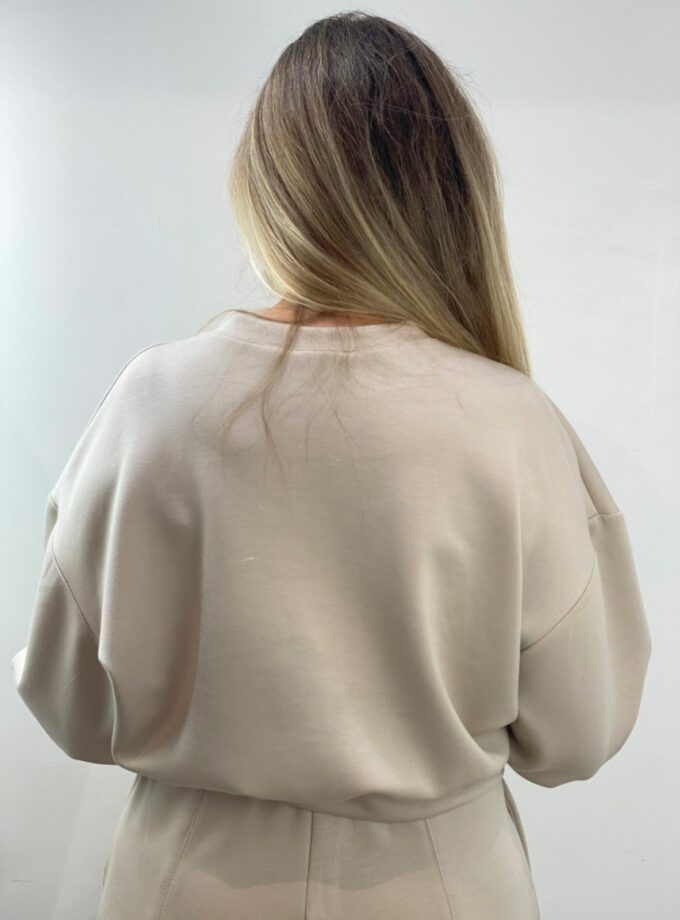 Sudadera corta beige