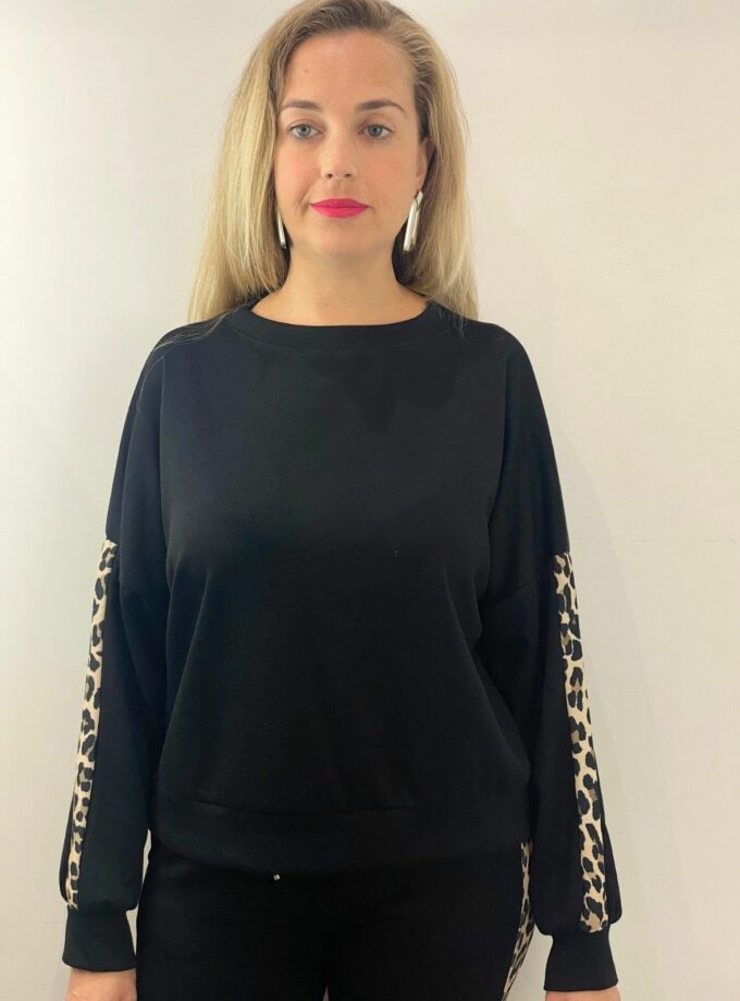 Sudadera manga leopardo
