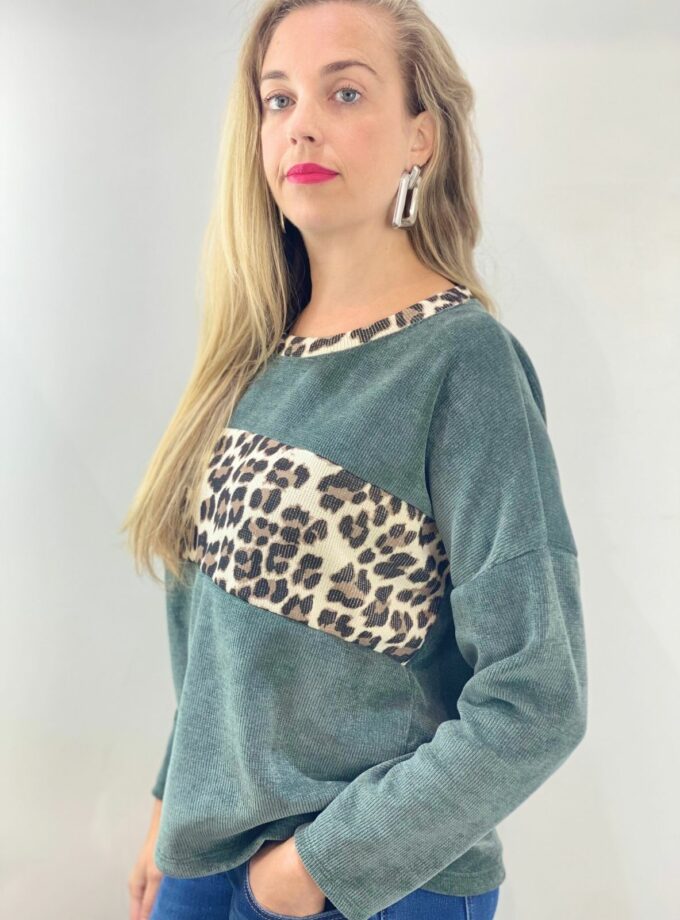 Sudadera verde leopardo panal