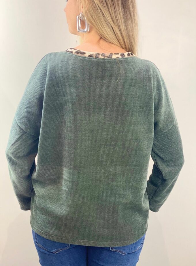 Sudadera verde leopardo panal