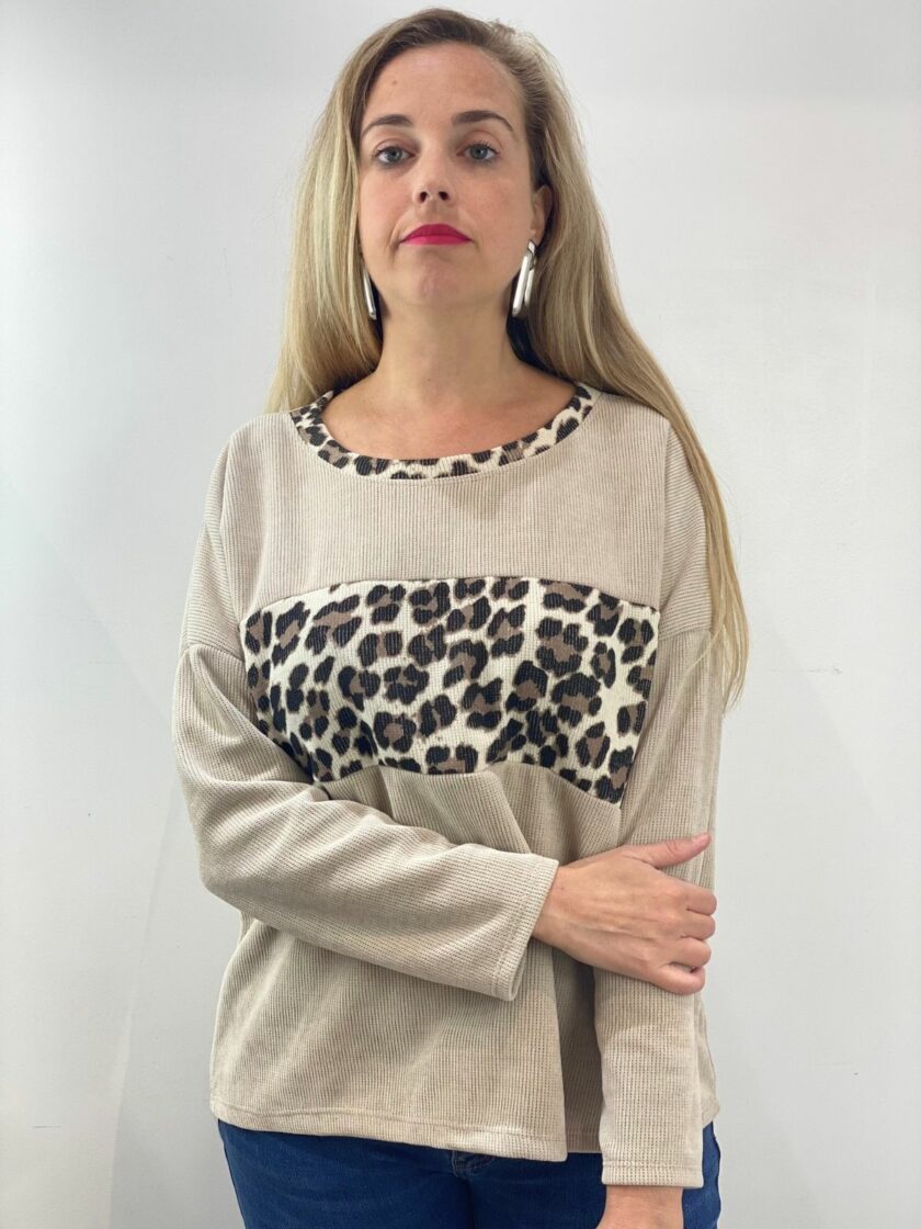 Sudadera beige leopardo panal