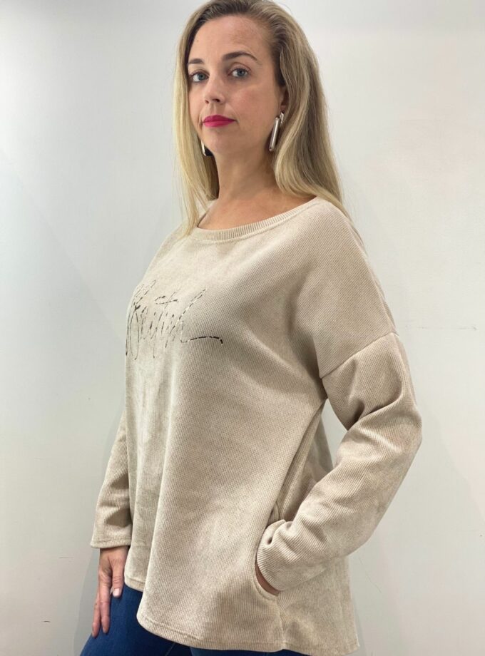 Sudadera beige panal
