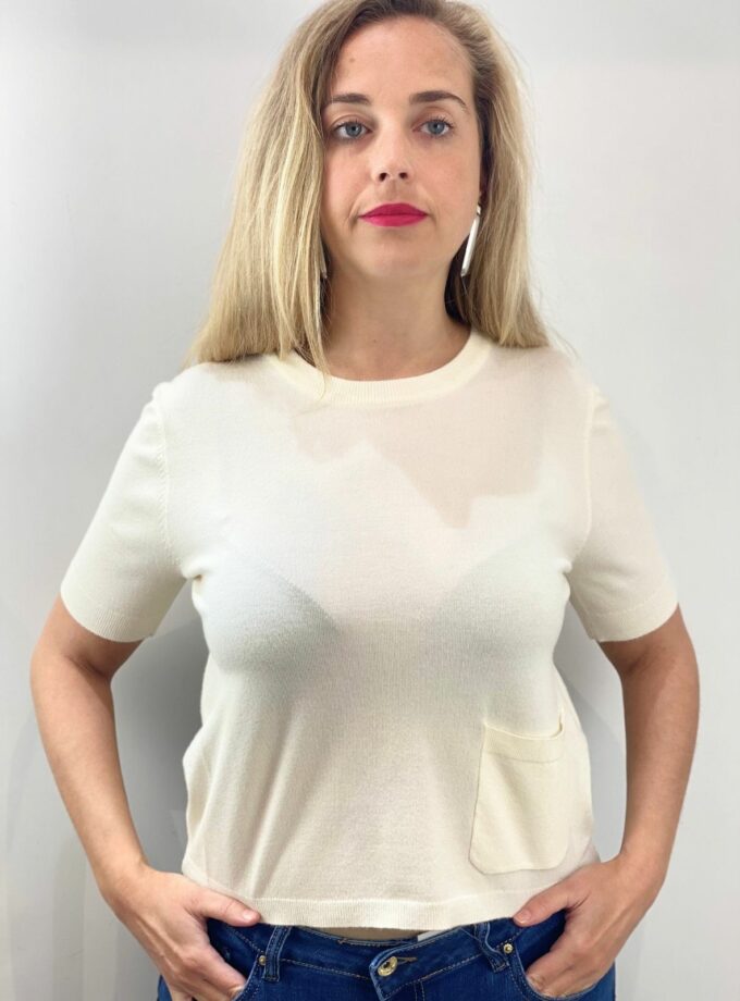Camiseta punto manga corta con bolsillo