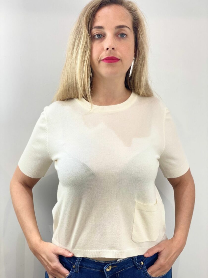 Camiseta punto manga corta con bolsillo