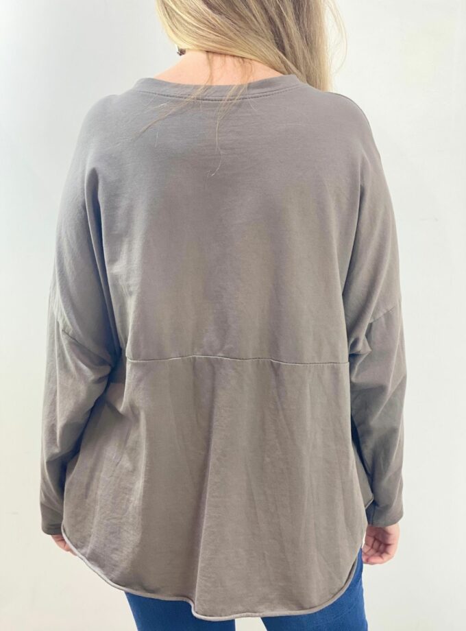 Sudadera marrón tierra bolsillo leopardo