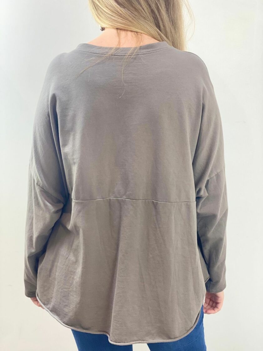 Sudadera marrón tierra bolsillo leopardo