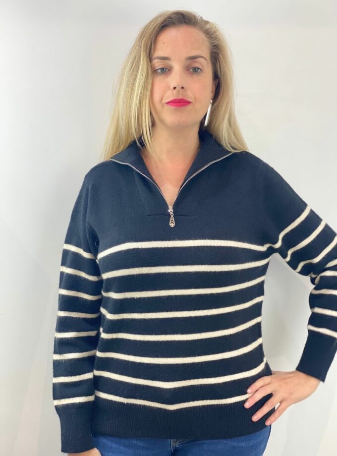 Jersey cuello cremallera raya