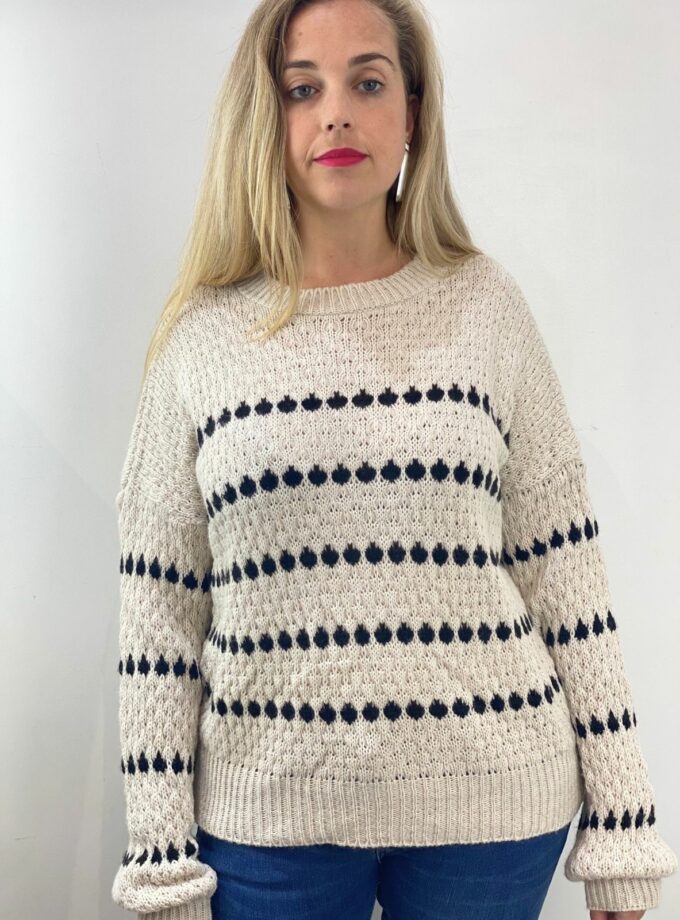 Jersey beige calado dibujo negro