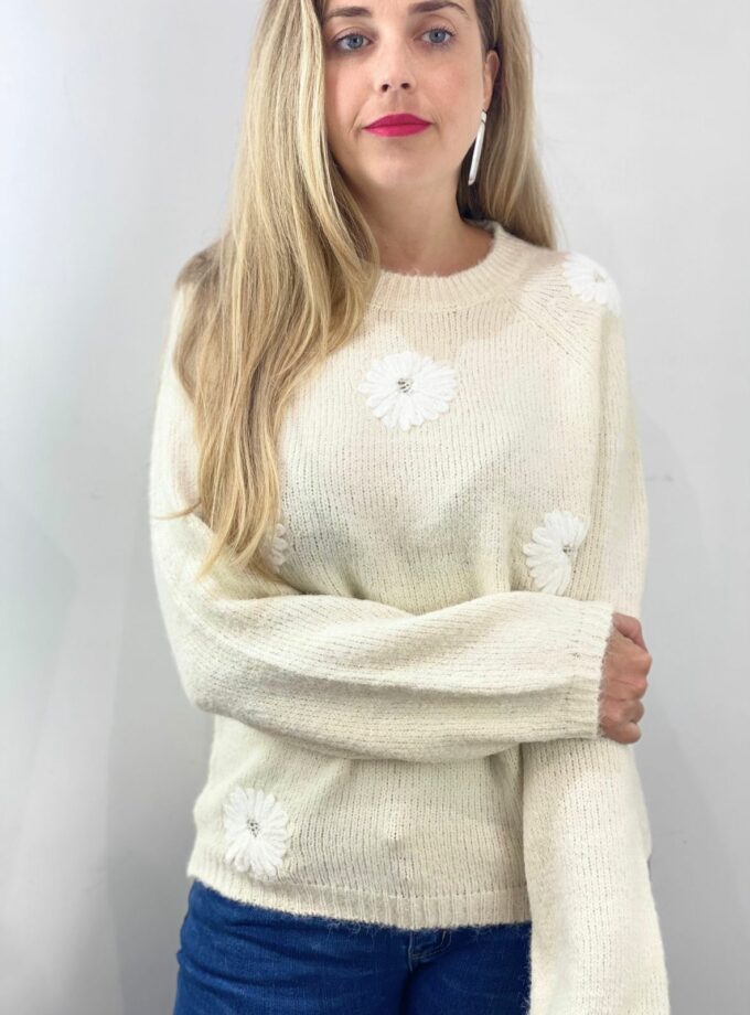 Jersey neige margaritas blanca