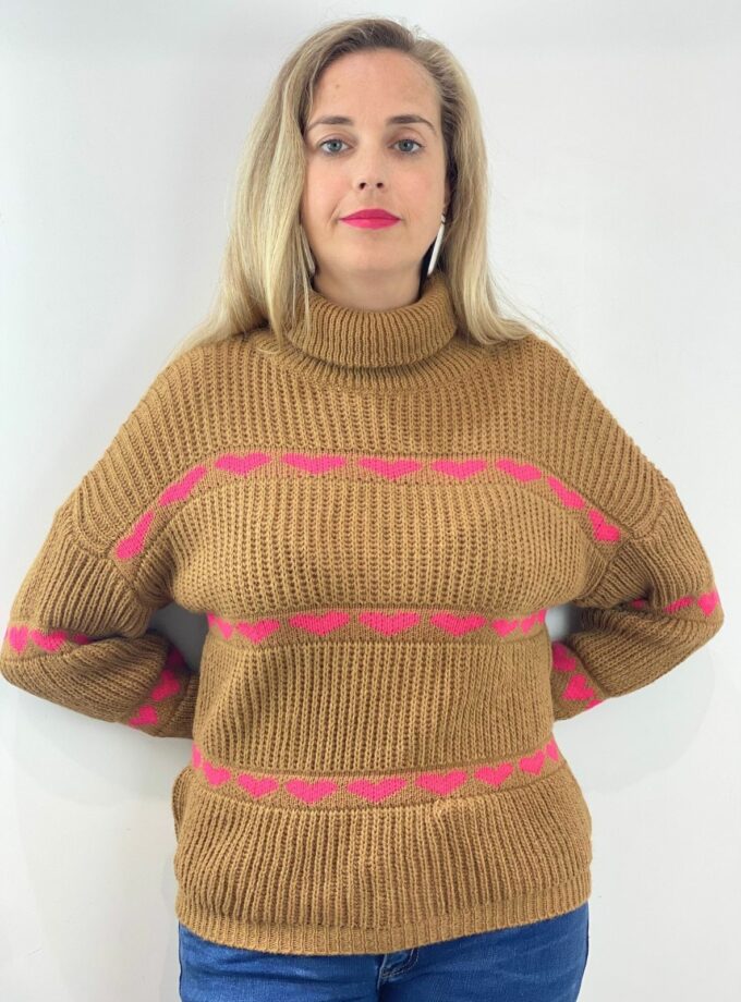 Jersey camel cuello vuelto