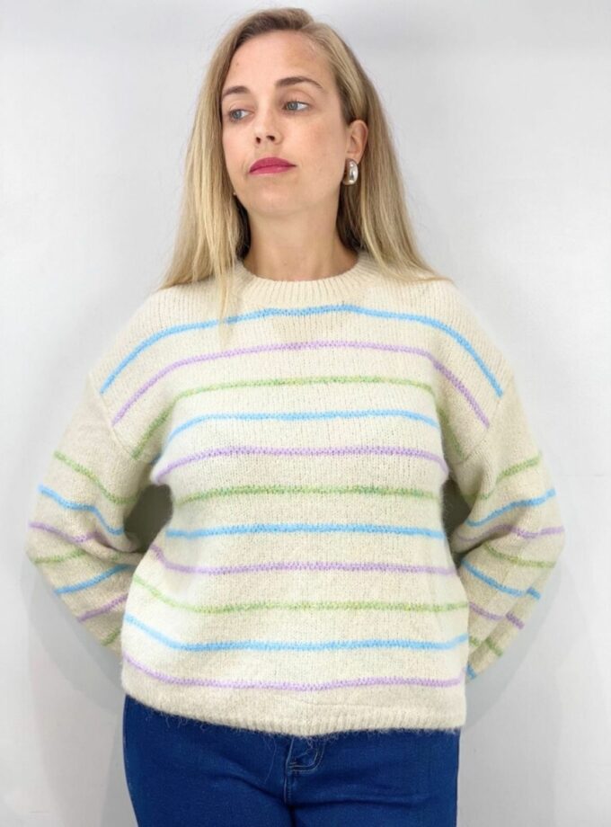 Jersey de punto rayas multicolor