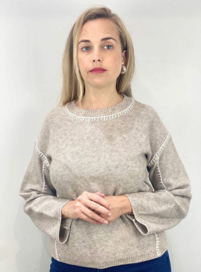 Jersey taupe costuras asimétricas