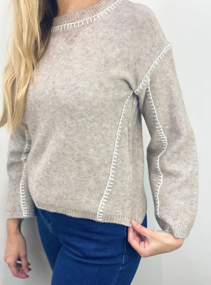Jersey taupe costuras asimétricas