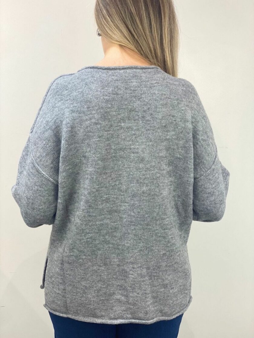 Jersey de punto gris con bolsillos