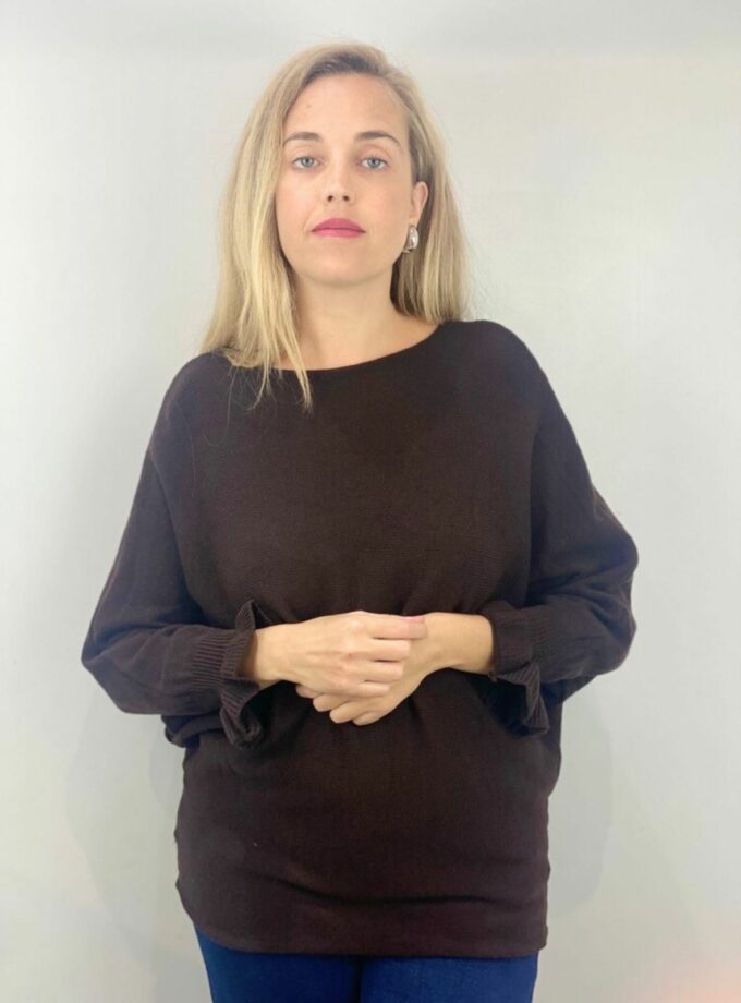 Jersey marrón chocolate manga de murciélago