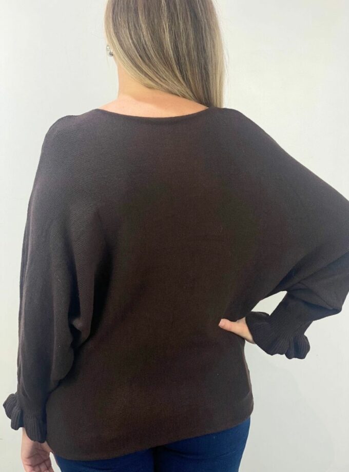 Jersey marrón chocolate manga de murciélago