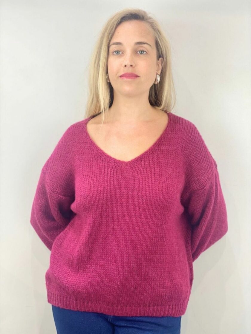 Jersey rosa cuello pico