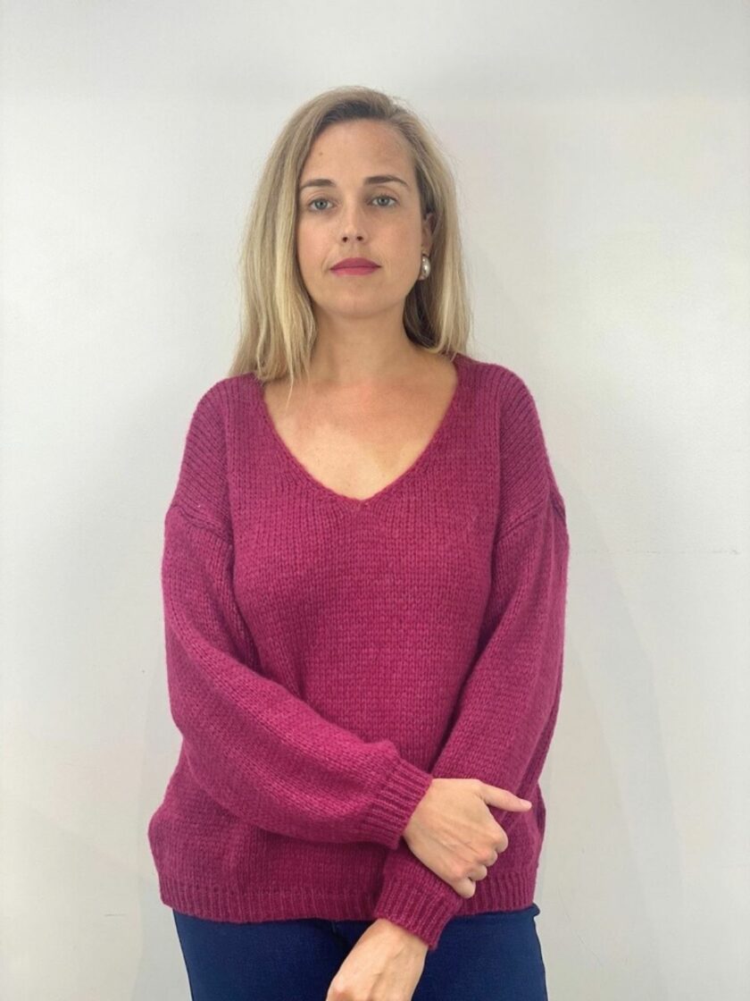 Jersey rosa cuello pico