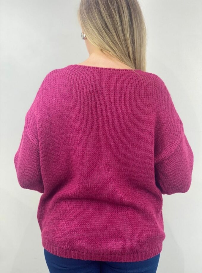 Jersey rosa cuello pico