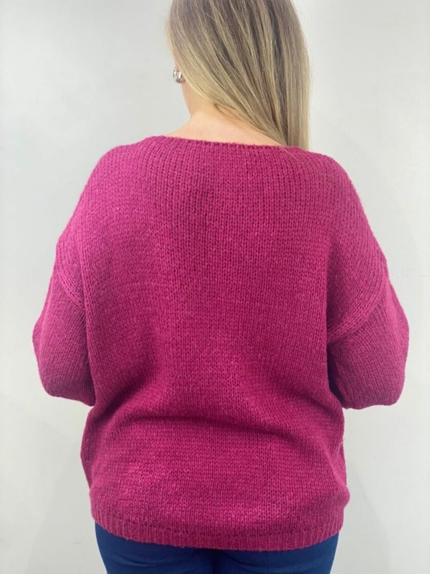 Jersey rosa cuello pico