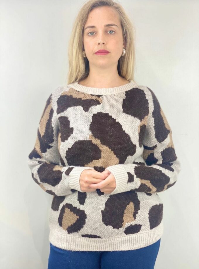 Jersey beige estampado animal