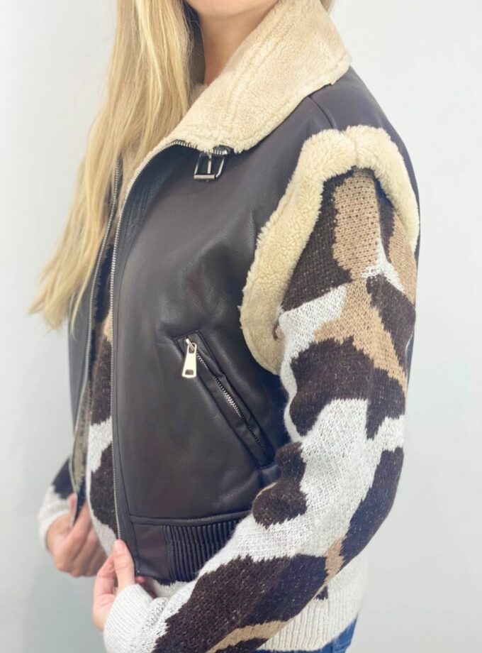 Chaleco cuero forrado con piel de borrego