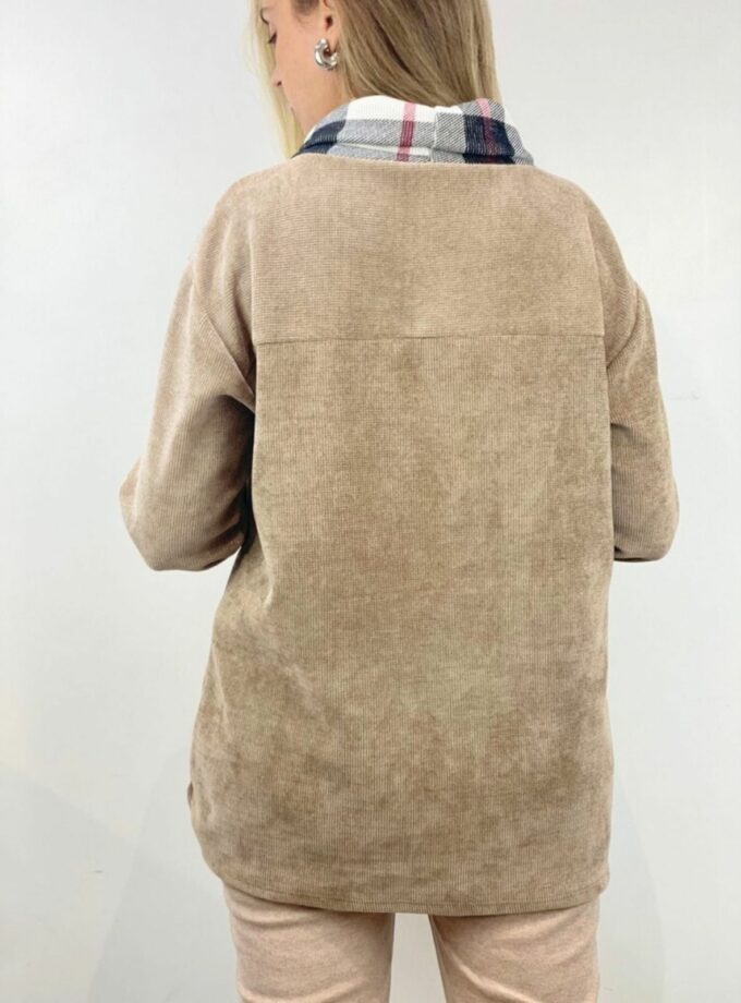 Sudadera panal con cuello cisnes cuadros