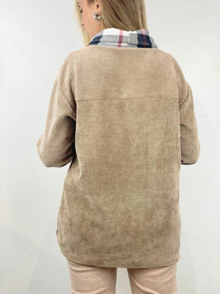 Sudadera panal con cuello cisnes cuadros