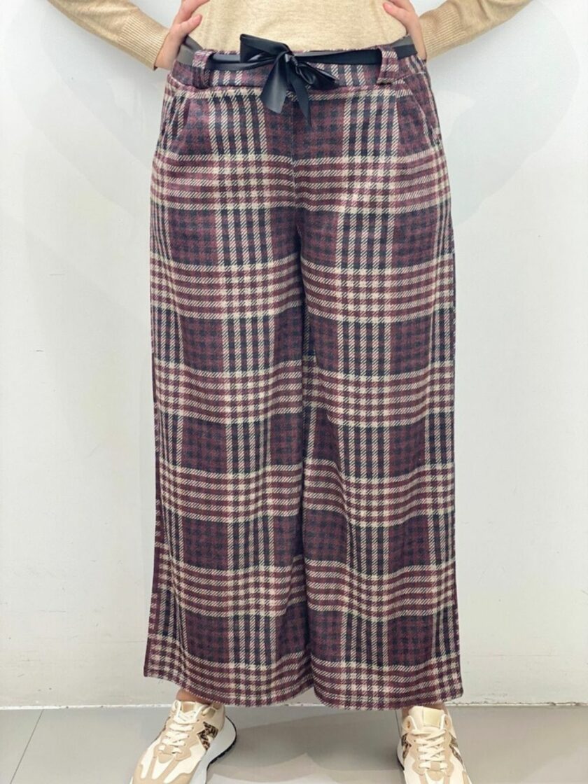 Pantalón pata ancha estampado cuadros