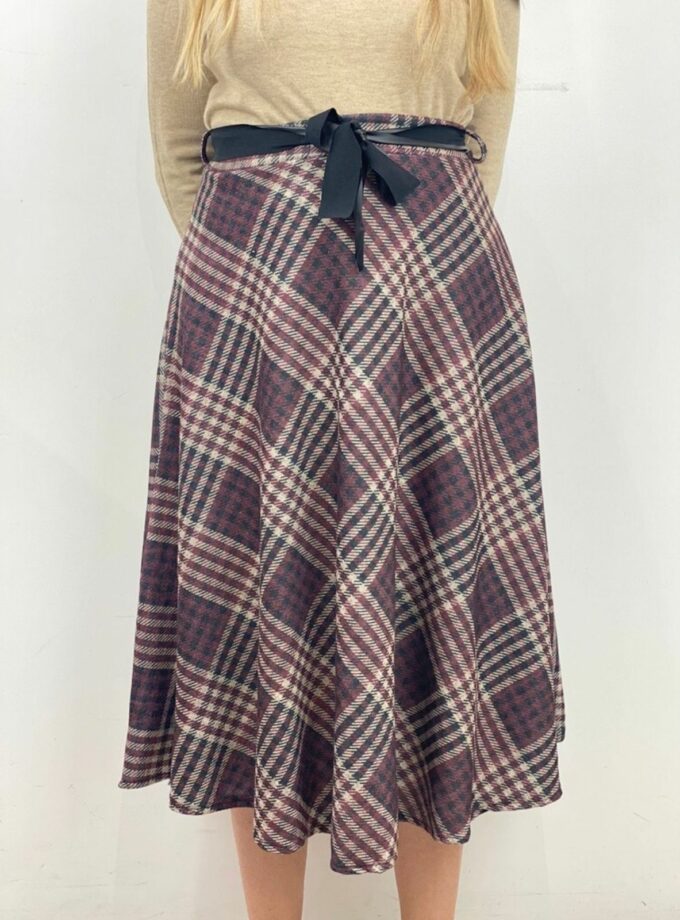Falda midi estampada cuadros