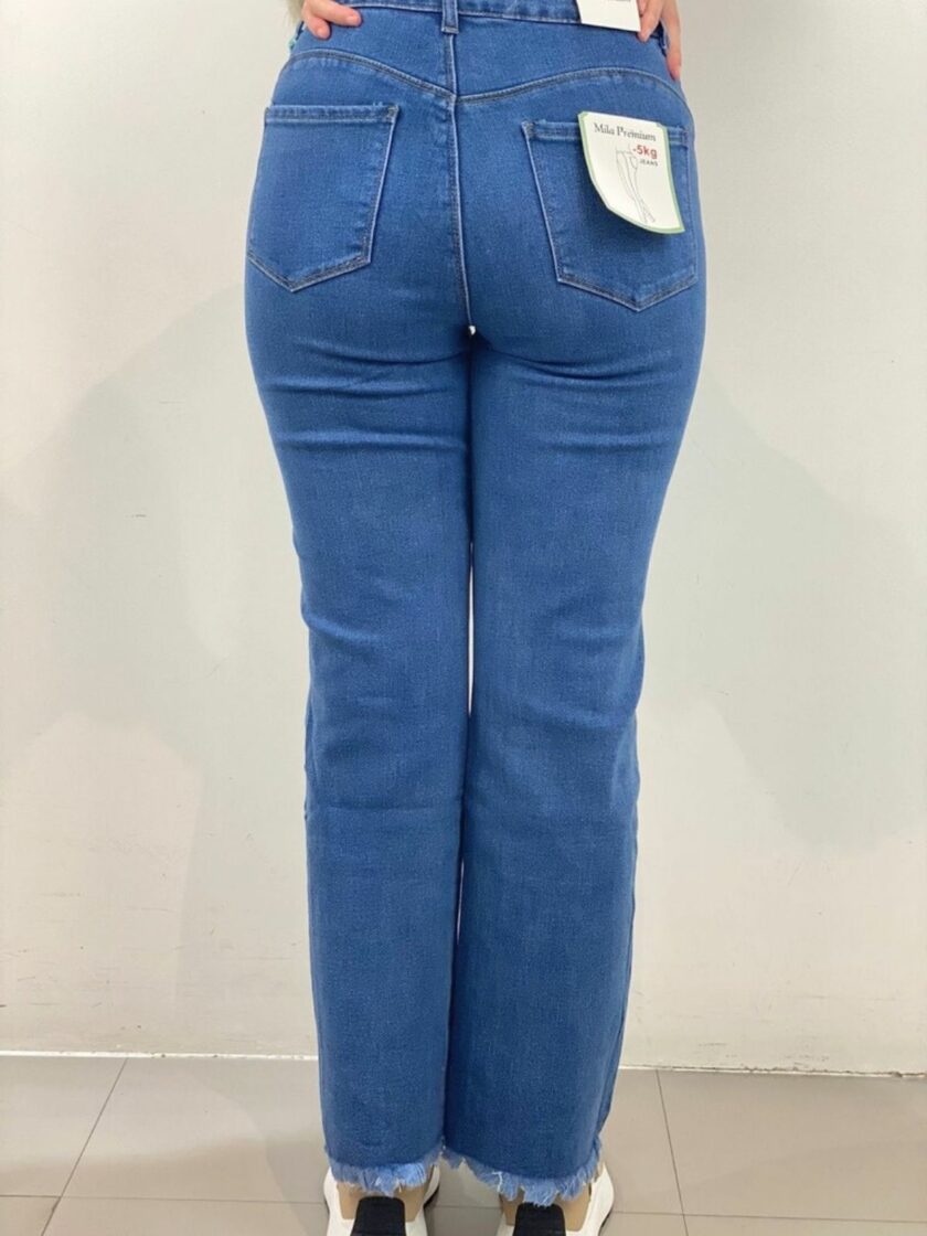 Pantalón vaquero pata ancha fleco