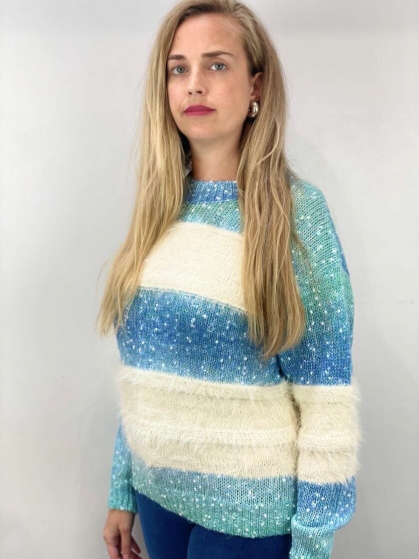 Jersey azul raya tacto suave