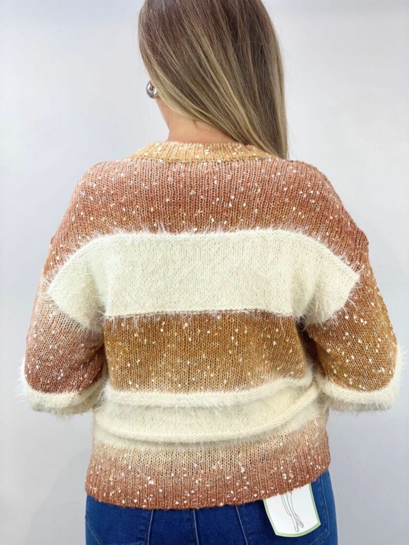 Jersey camel raya tacto suave