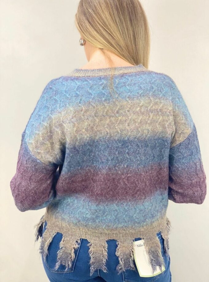 Jersey multicolor fleco cuello pico