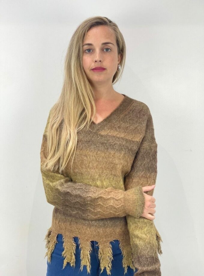 Jersey multicolor fleco cuello pico