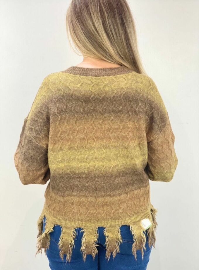 Jersey multicolor fleco cuello pico